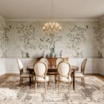 Close-up View of Chinoiserie Bird Mural