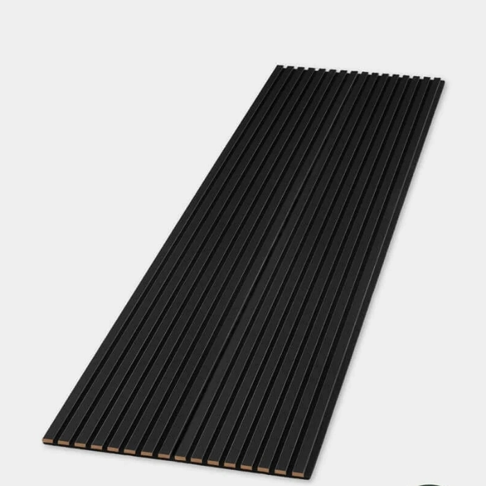 Close-up View of Black Acoustic Slat Wall Panel
