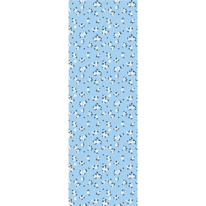 Detailed Close-up of Blue Floral Wallpaper