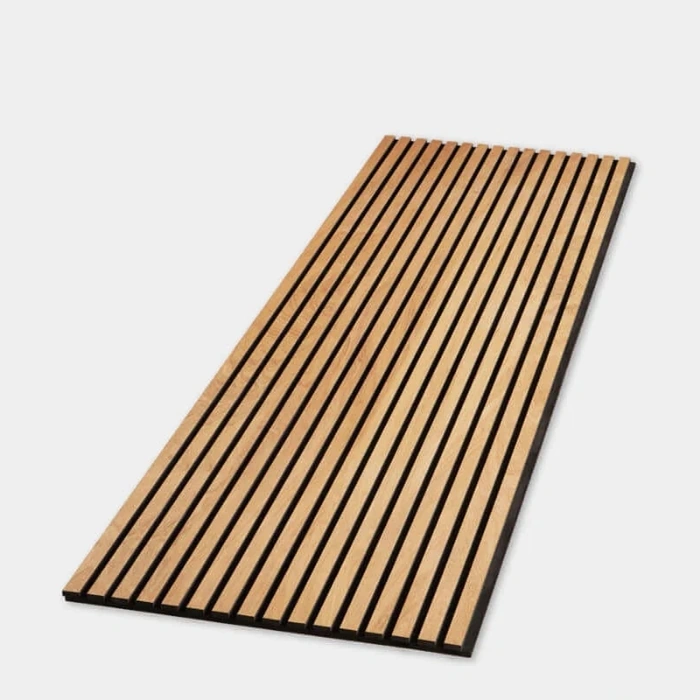 Close‑up Natural Oak Acoustic Wall Panel Texture