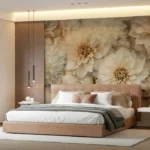 Dahlia wallpaper room interior view