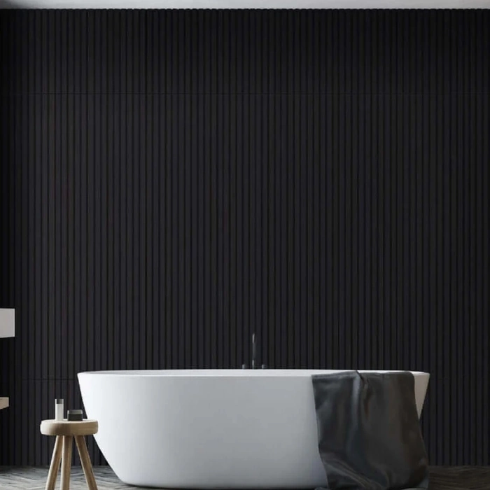 Installation of Black Acoustic Slat Wall Panel