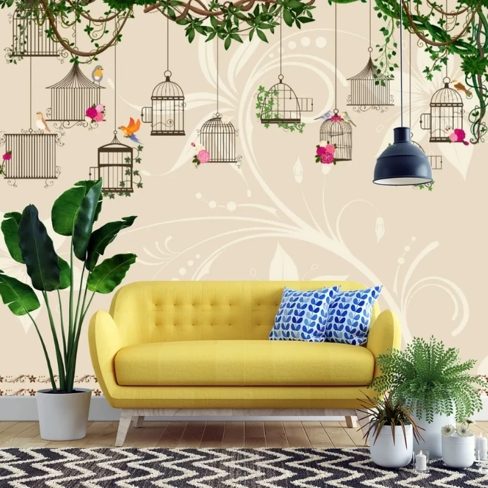 Enchanted garden wallpaper wall view