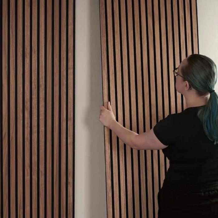 Installation of Walnut Acoustic Wall Panels