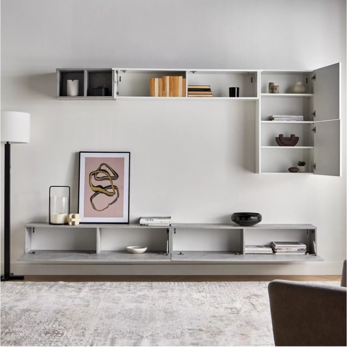 Lima Wall Unit storage compartments