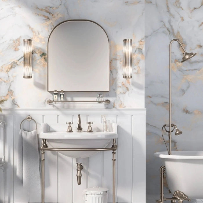 White gold marble wallpaper close-up