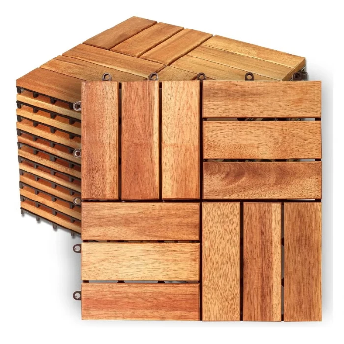 Solid Wood Interlocking Flooring Tiles image 1