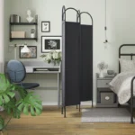 three panel room divider grey