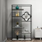 modern wood and metal bookcase