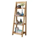 4-tier walnut shelf with decor