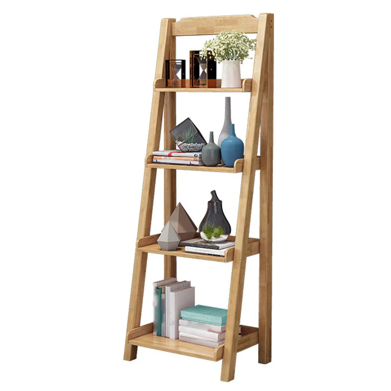 4-tier walnut shelf with decor