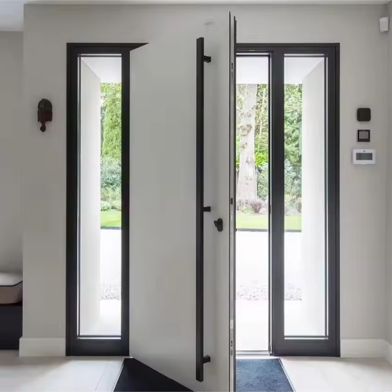 textured aluminium double door