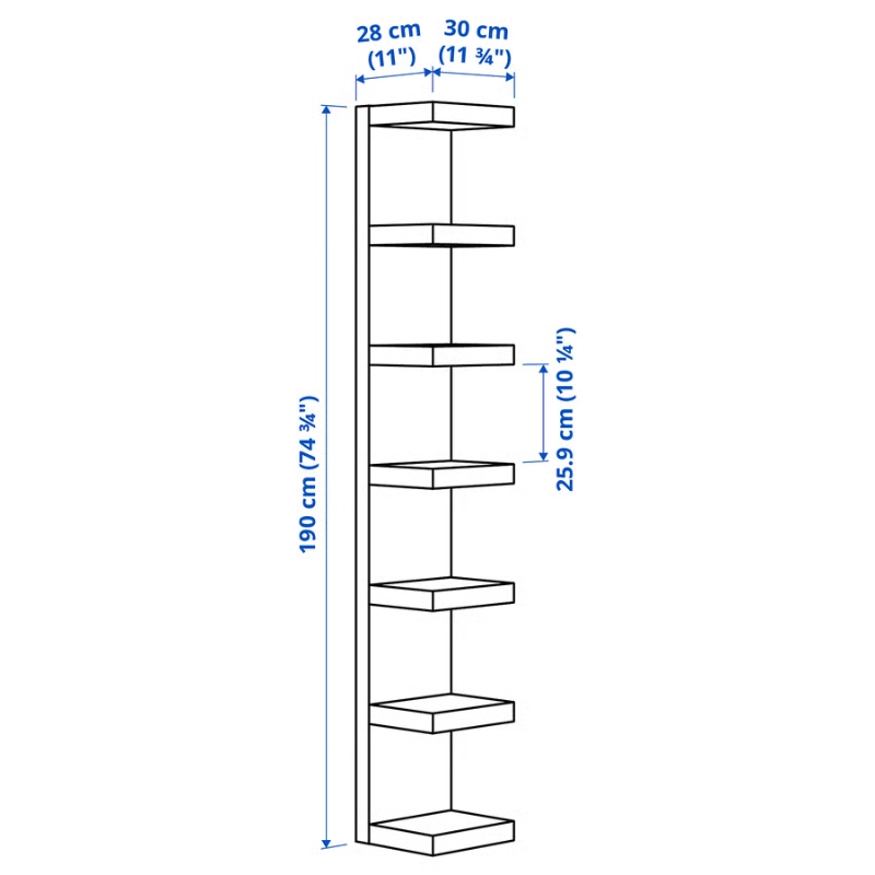vertical wall shelf display unit