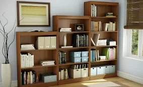 Modern bookshelf storage Dubai interior